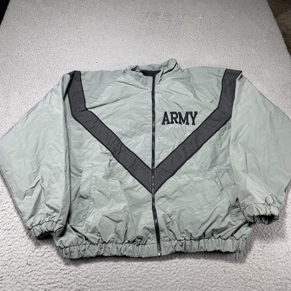 Skilcraft Army IPFU Jacket Mens‎ XL Gray V Chevron Nylon Windbreaker Full Zip